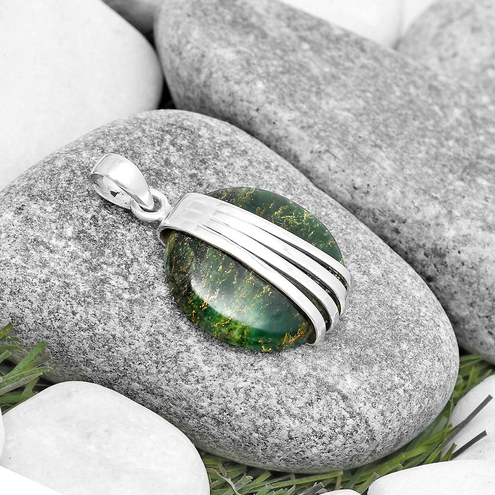 Natural Green Fuchsite Pendant P-1302 SDP130736-1