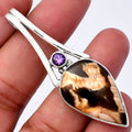 Natural Peanut Wood & Amethyst Pendant P-1006 SDP142994-0