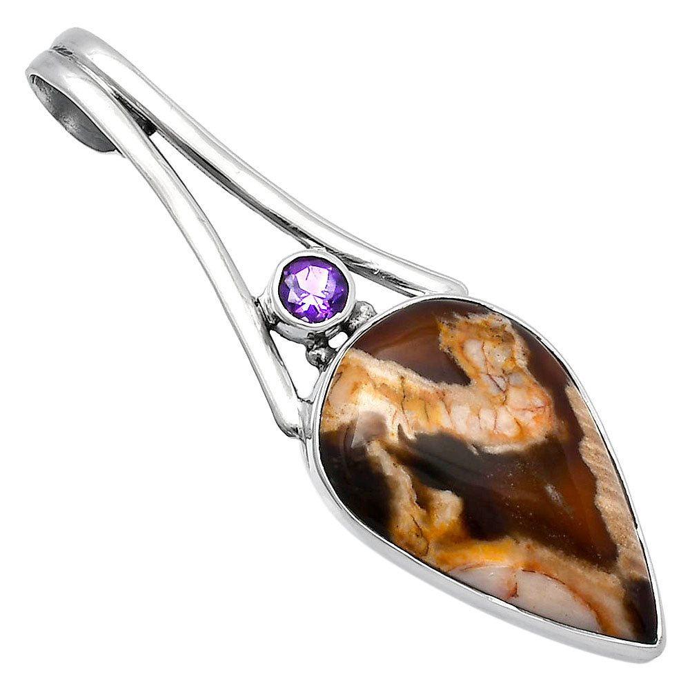 Natural Peanut Wood & Amethyst Pendant P-1006 SDP142994-1