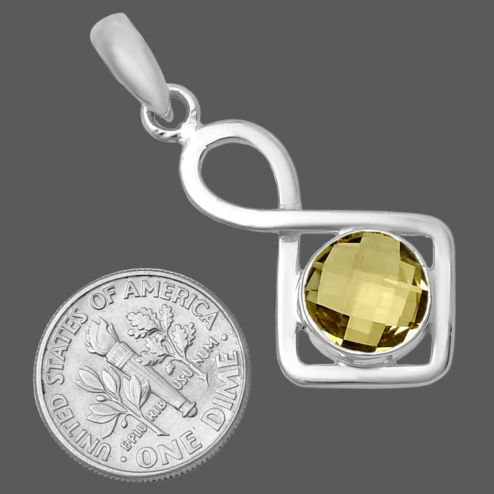 Lemon Quartz Checker Briolette Pendant P-1011 SDP143195-2