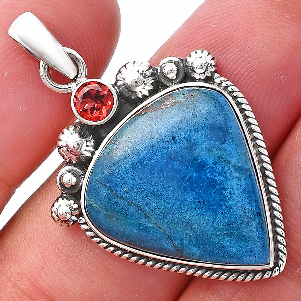 Natural Shattuckite - USA & Garnet Pendant P-1482 SDP144400-0