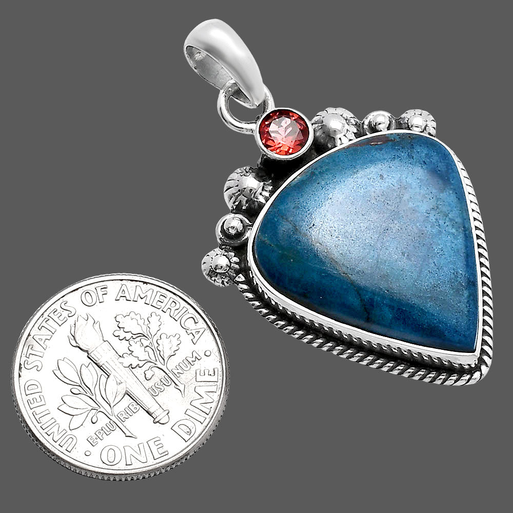 Natural Shattuckite - USA & Garnet Pendant P-1482 SDP144400-2
