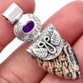 Natural Viper Skin Jasper & Amethyst Pendant P-1545 SDP144541-0