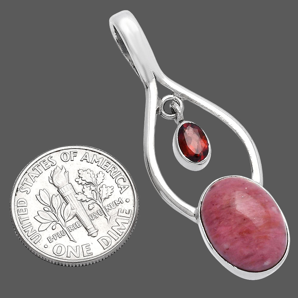 Natural Pink Tulip Quartz & Garnet Pendant P-1648 SDP144966-2