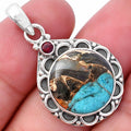 Shell In Black Blue Turquoise and Garnet Pendant P-1080 SDP145082-0