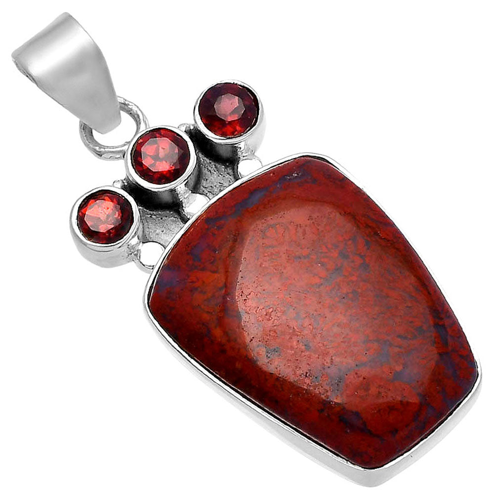 Natural Red Moss Agate & Garnet Pendant P-1120 SDP145309-1