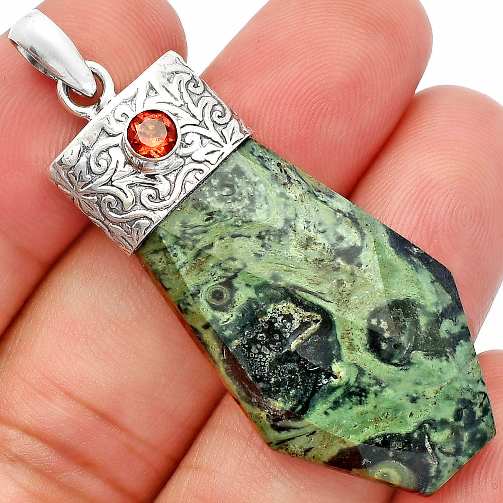 Natural Star Galaxy Jasper & Garnet Pendant P-1331 SDP147889-0