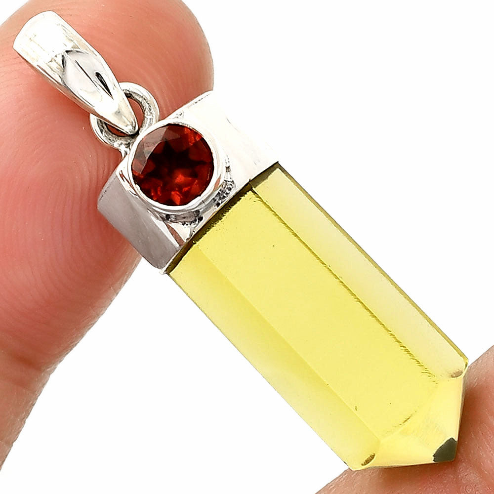 Point - Lemon Quartz & Garnet Pendant P-1107 SDP149032-0