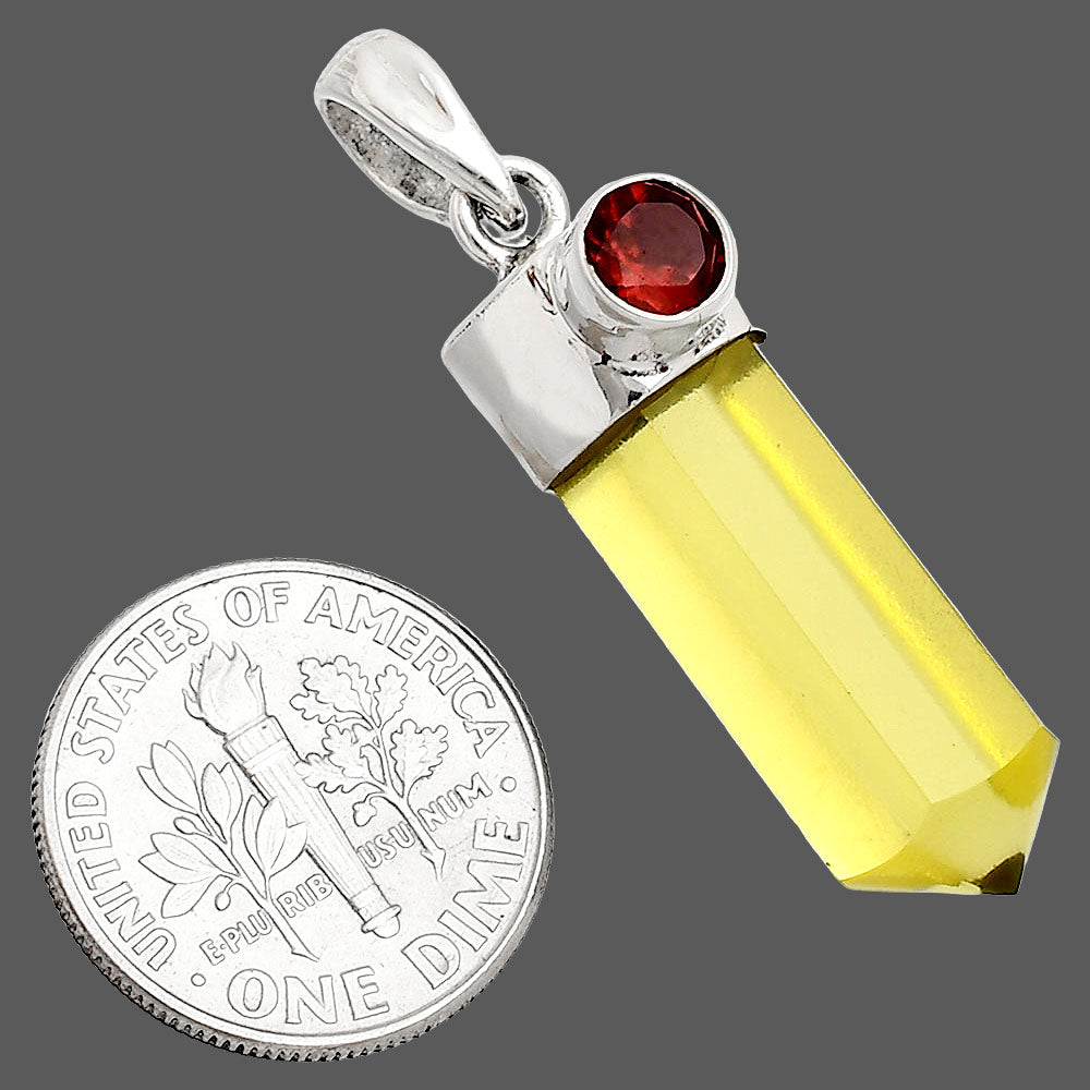 Point - Lemon Quartz & Garnet Pendant P-1107 SDP149032-2