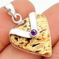 Palm Root Fossil Agate & Amethyst Pendant P-1735 SDP150743-0