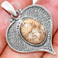 Heart - Natural Flower Fossil Coral Pendant P-1503 SDP151291-0