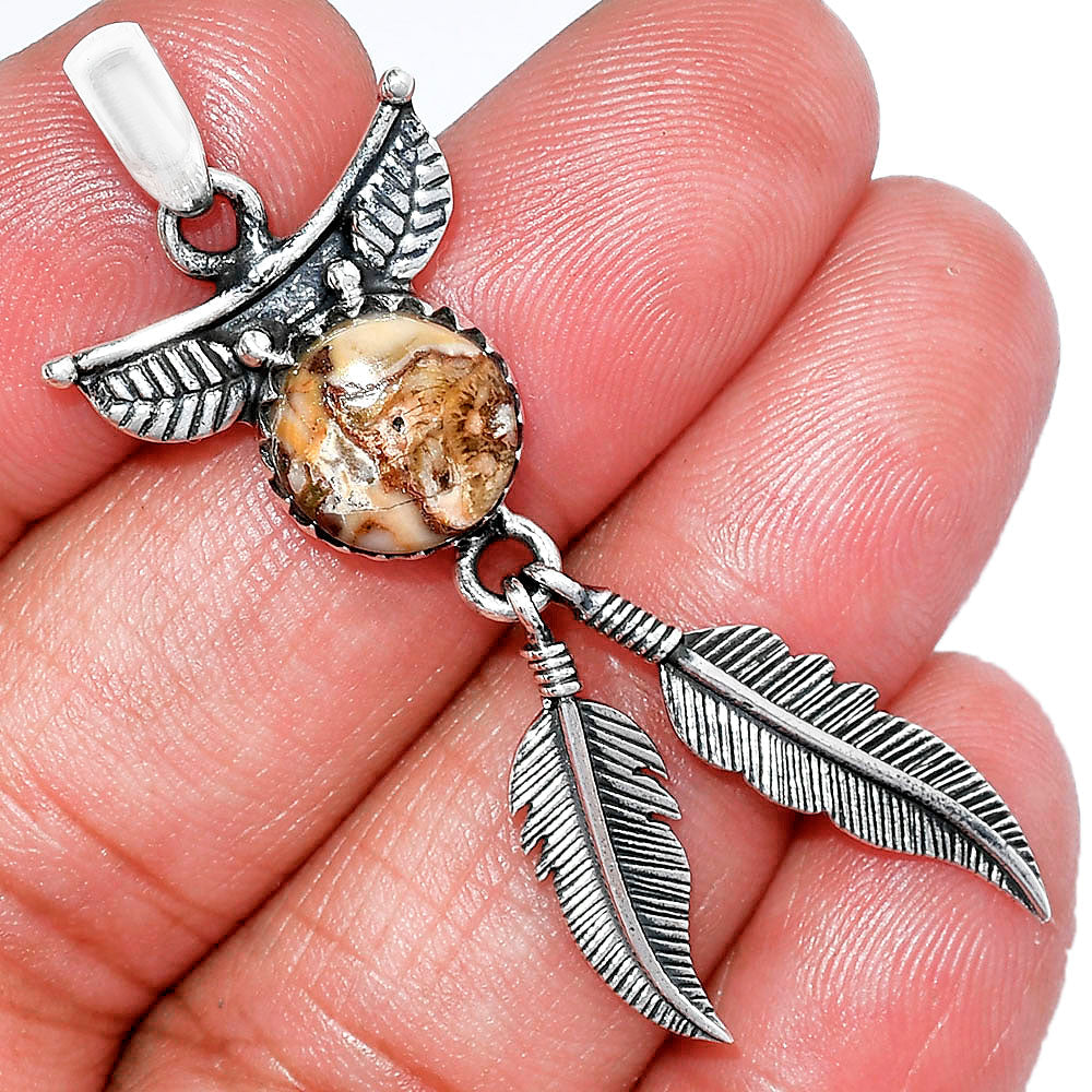 Feather - Rosetta Picture Jasper Pendant P-1284 SDP152925-0