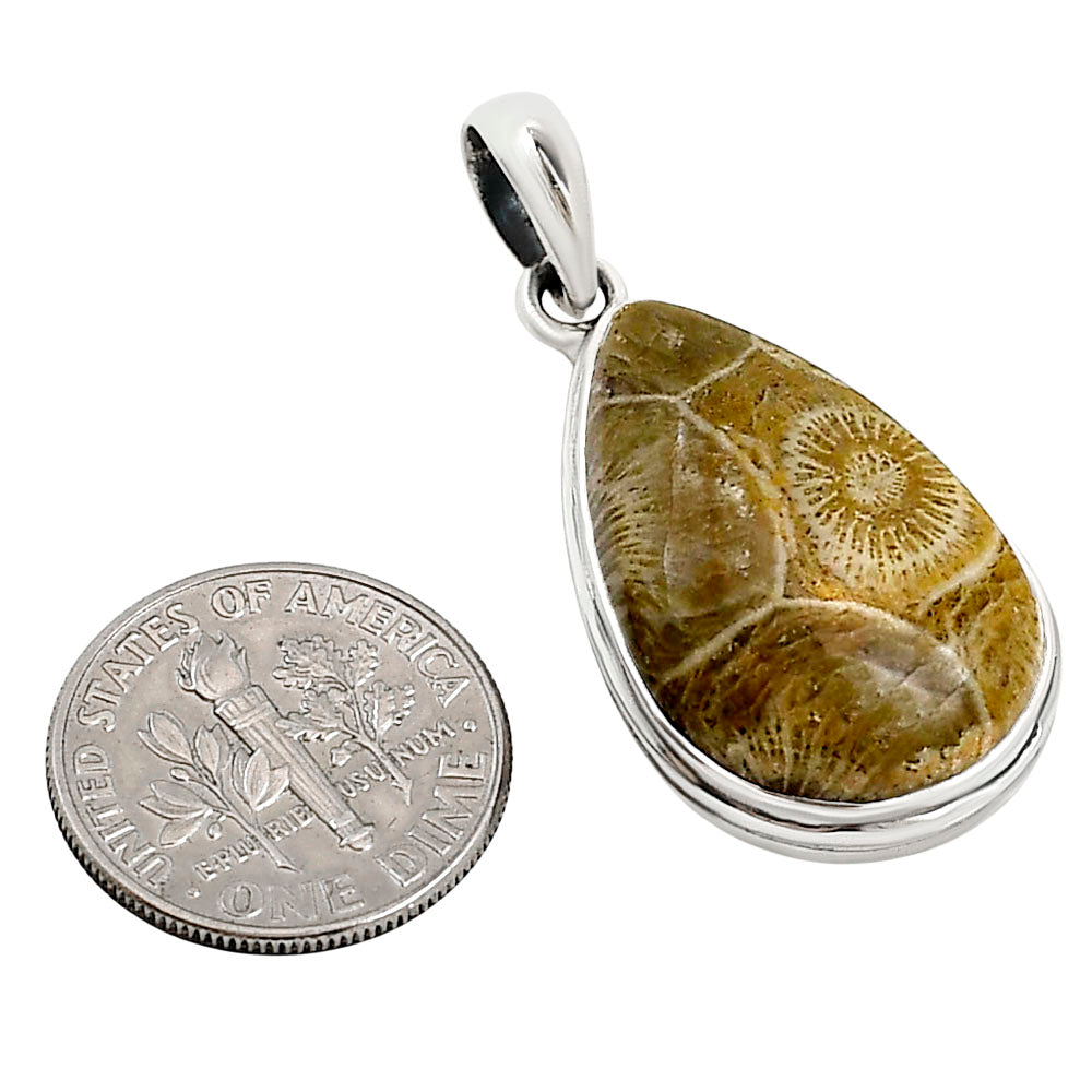 Flower Fossil Coral Pendant P-1124 SDP158764-1