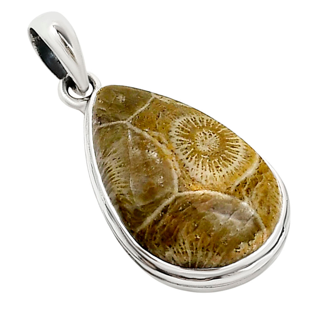 Flower Fossil Coral Pendant P-1124 SDP158764-2
