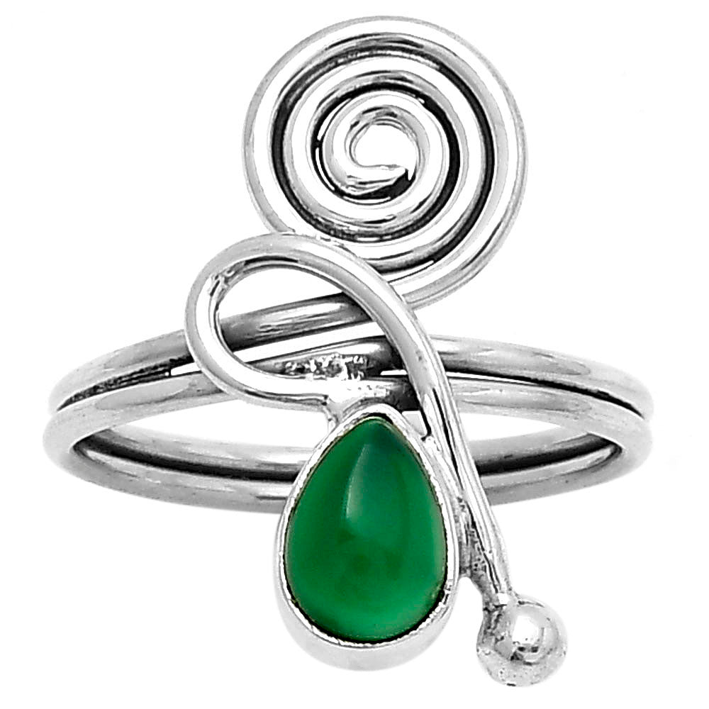 Spiral - Natural Green Onyx Ring size-8 R-1556 SDR172696-0