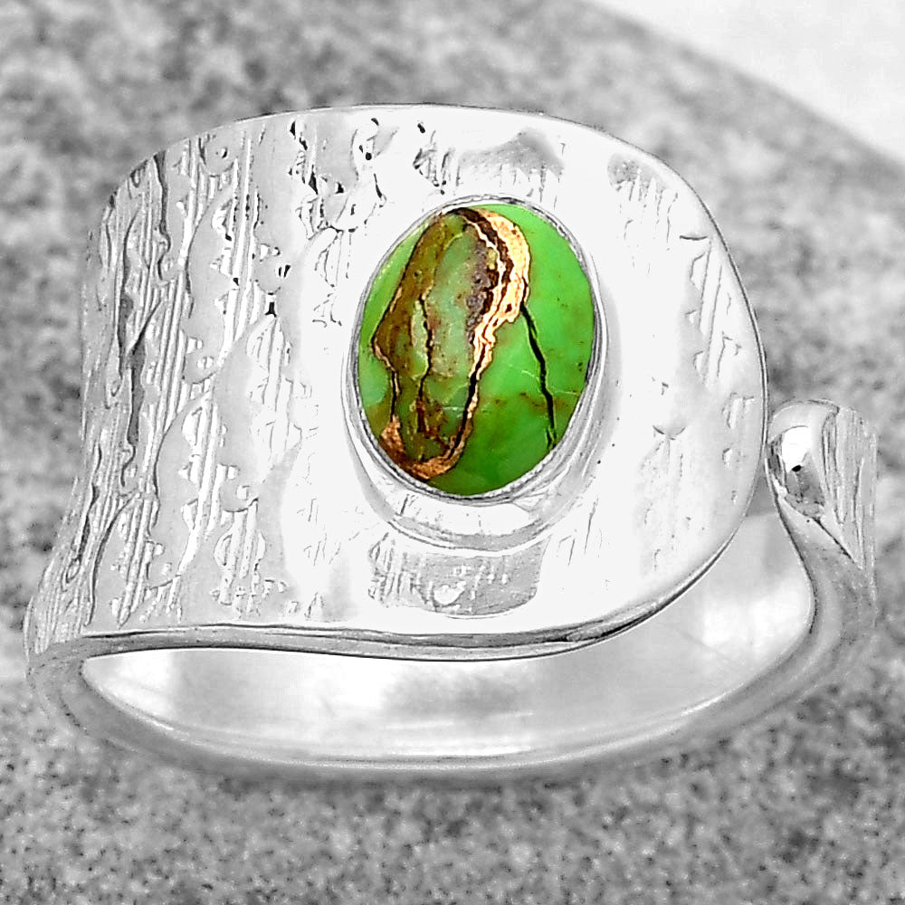 Adjustable - Copper Green Turquoise Ring size-6 R-1319 SDR187123-0