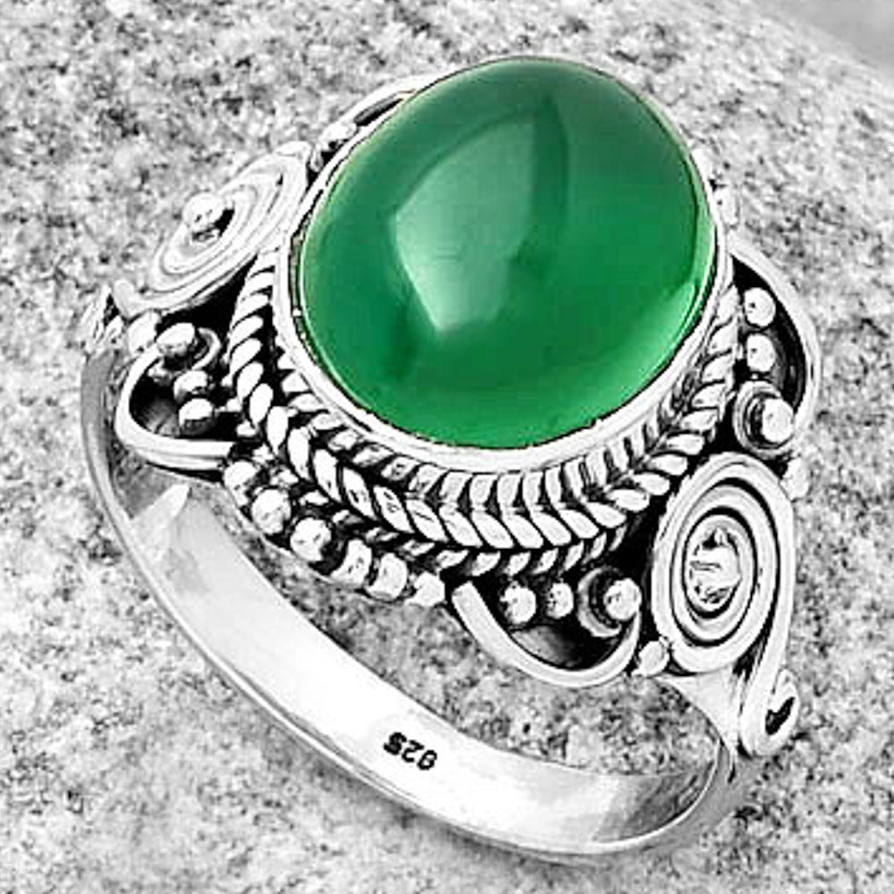 Natural Green Onyx Ring size-8 R-1291 SDR188708-2