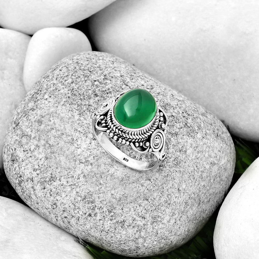 Natural Green Onyx Ring size-8 R-1291 SDR188708-1