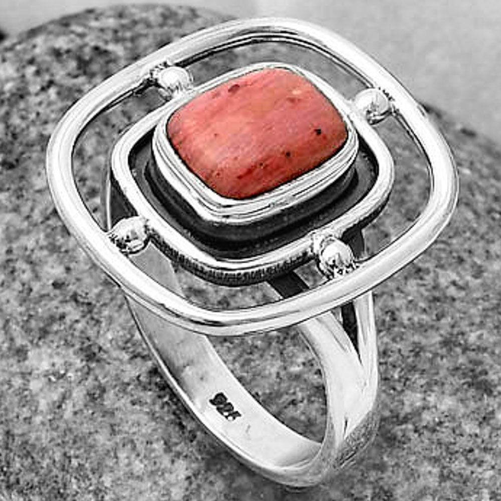 Natural Pink Tulip Quartz Ring size-8 R-1446 SDR204922-2