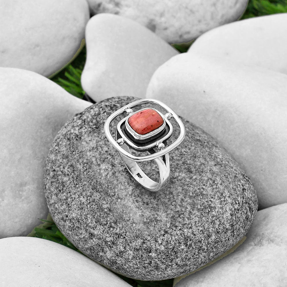 Natural Pink Tulip Quartz Ring size-8 R-1446 SDR204922-1