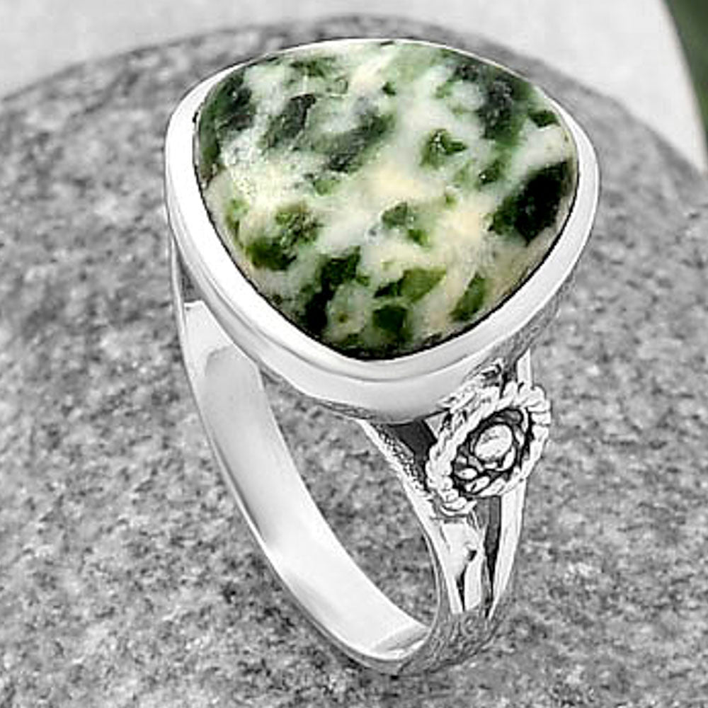 Spiral - Natural Dioptase Ring size-8.5 R-1062 SDR214055-2