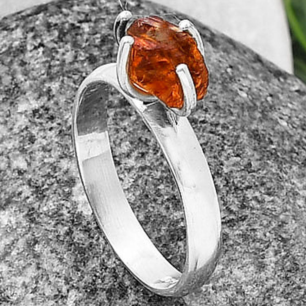 Natural Mandarin Citrine Rough Ring size-8 R-1052 SDR214937-2