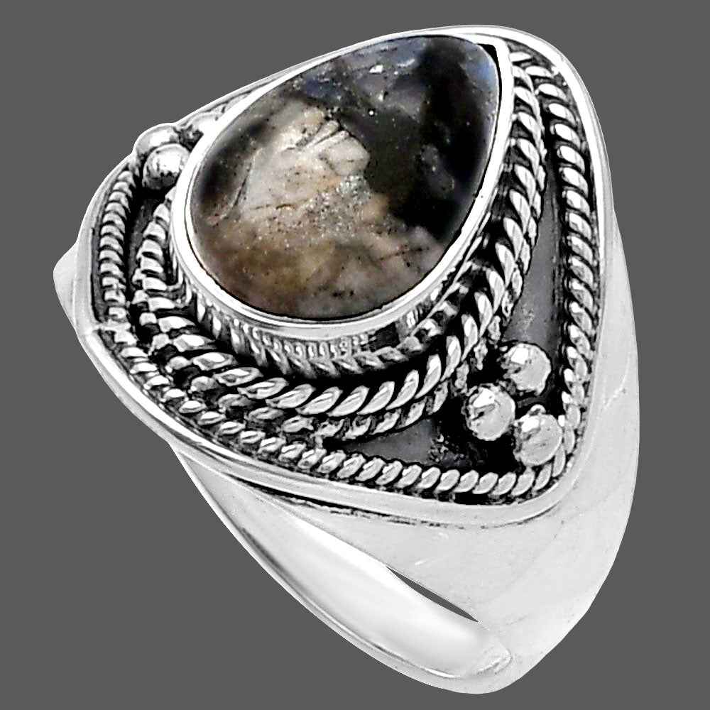 Llanite Blue Opal Crystal Sphere Ring size-7 R-1312 SDR221663-2