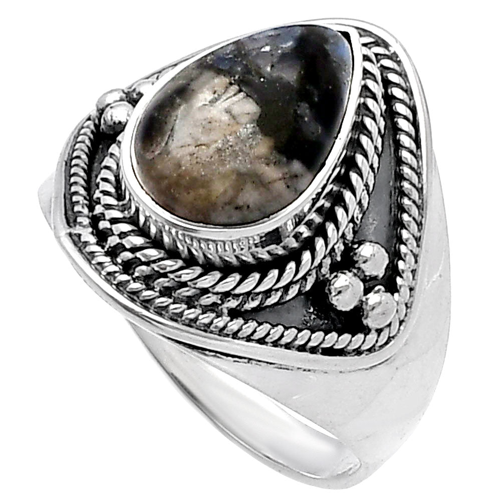 Llanite Blue Opal Crystal Sphere Ring size-7 R-1312 SDR221663-1