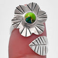 Adjustable Floral - Blue Turquoise In Green Mohave Ring size-6 R-1659 SDR224558-0