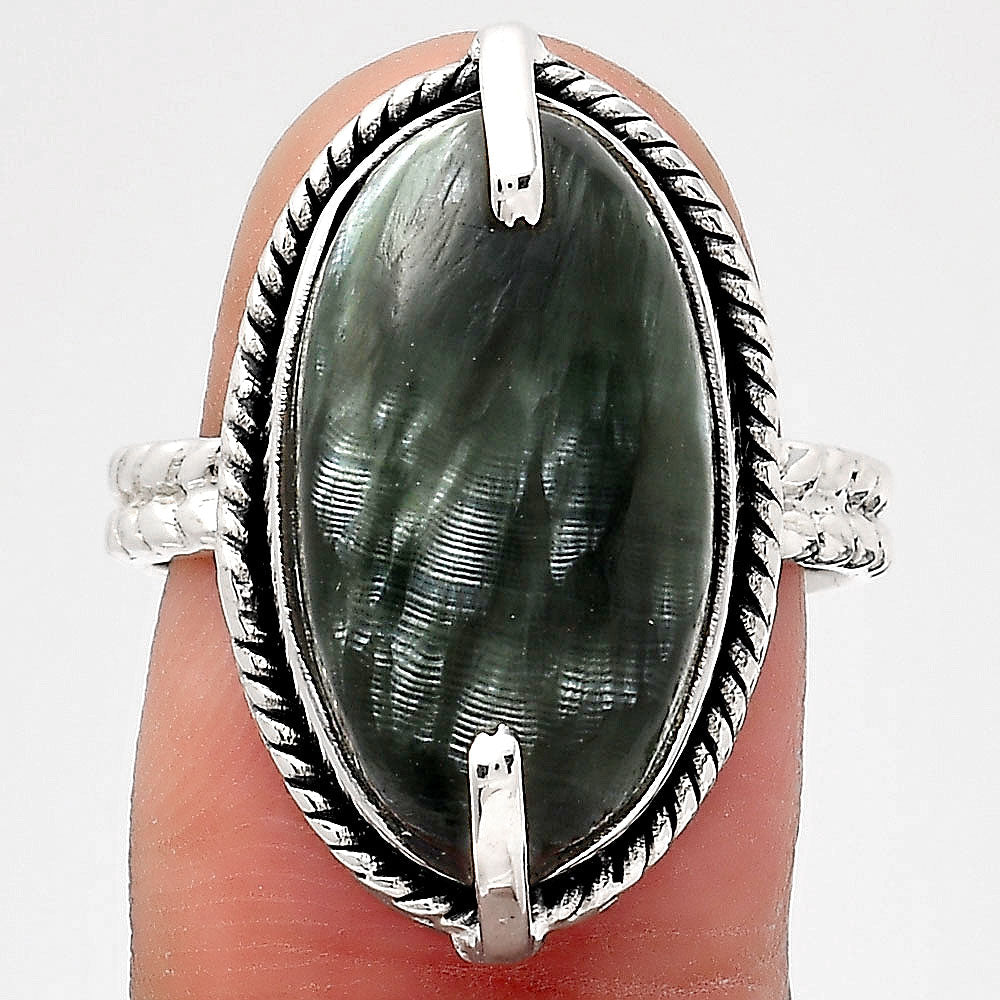 Natural Russian Seraphinite Ring size-8 R-1635 SDR246527-0