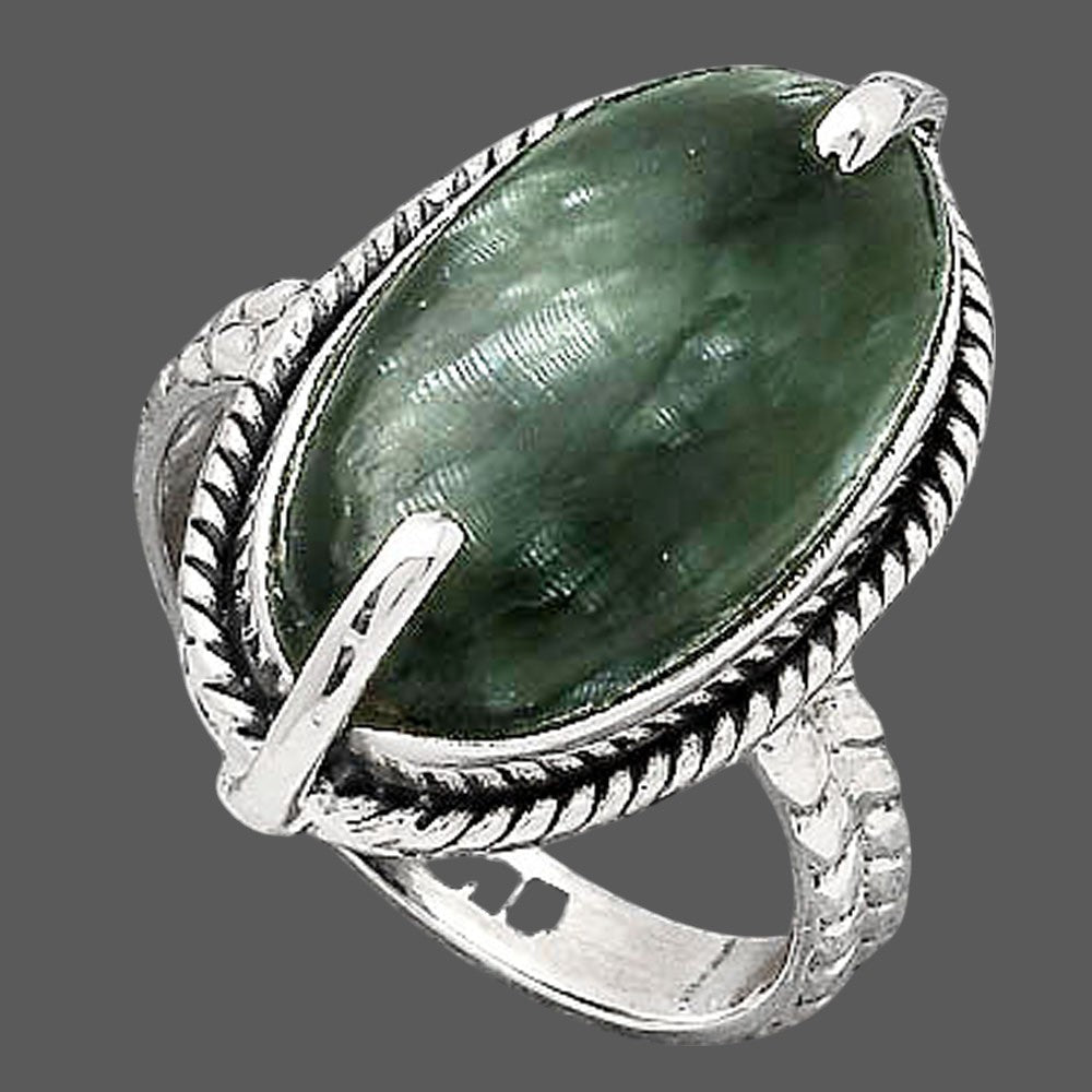 Natural Russian Seraphinite Ring size-8 R-1635 SDR246527-2