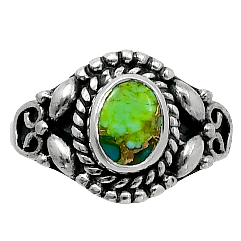 Blue Turquoise In Green Mohave - USA Ring size-6 R-1286 SDR248209-0