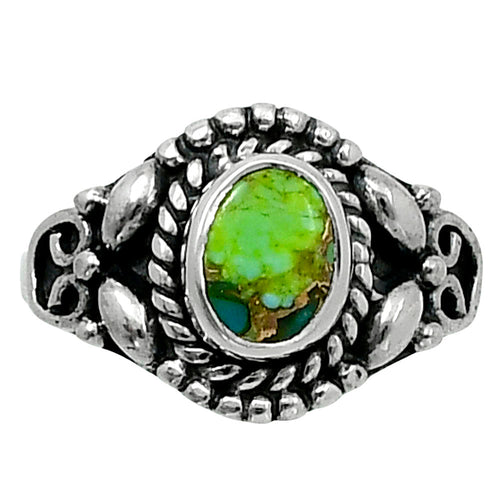 Blue Turquoise In Green Mohave - USA Ring size-6 R-1286 SDR248209-0