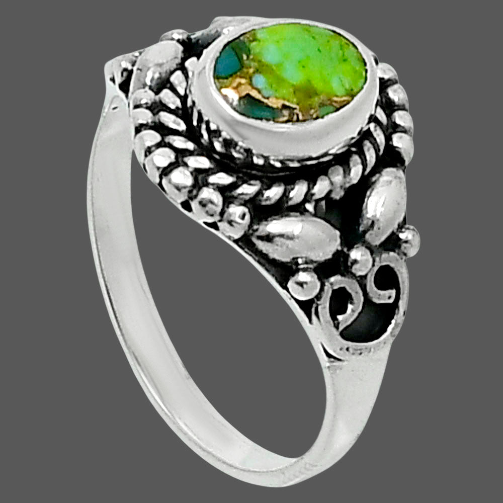 Blue Turquoise In Green Mohave - USA Ring size-6 R-1286 SDR248209-2