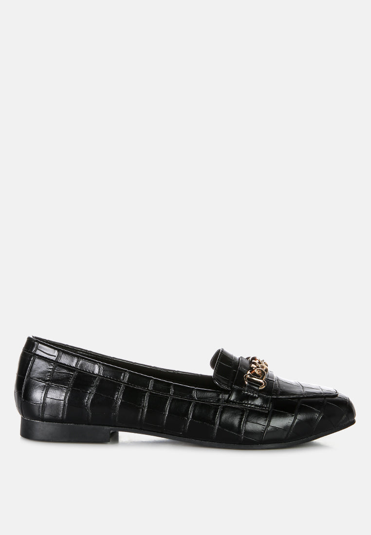 Bro Zone Croc Metail Chain Loafers-5