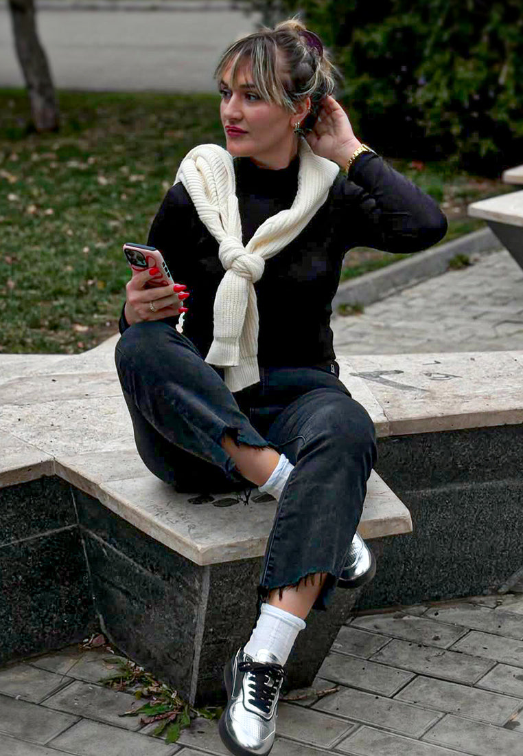 Kyniska Metallic Faux Leather Everyday Sneakers-1