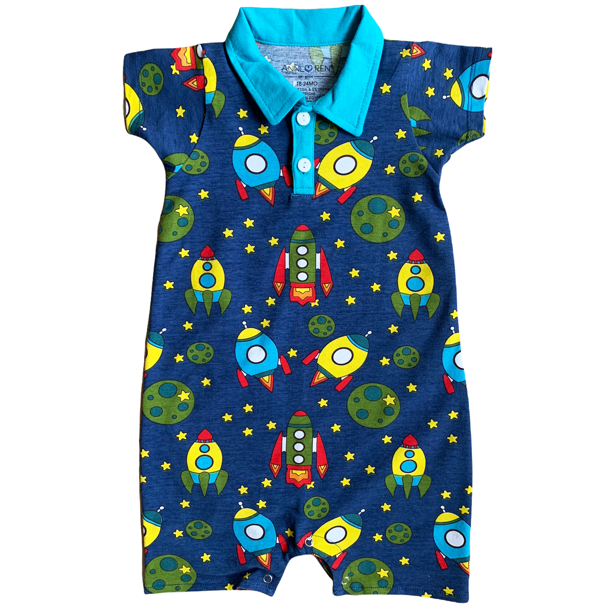 AnnLoren Spaceship short sleeve Baby Toddler Boys Romper-0