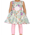 AnnLoren Girls Unicorns Rainbow Dress & Pink Swirl Leggings Outfit-0