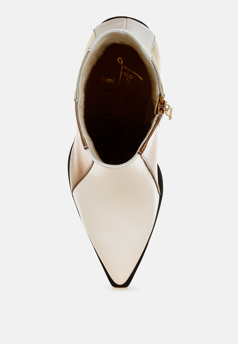 Stemon Three Tone Block Heel Boots-3