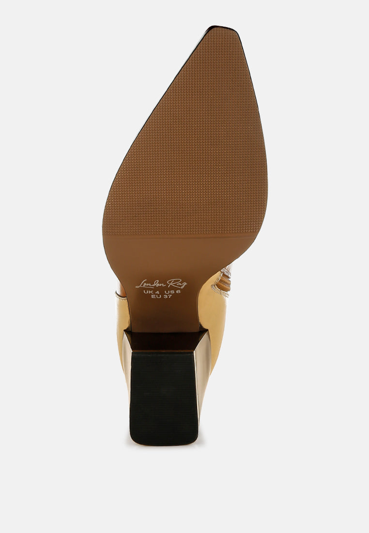 Stemon Three Tone Block Heel Boots-4