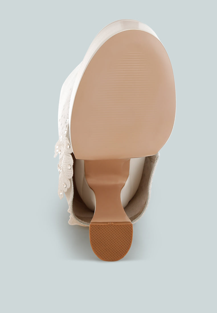 Sundra Floral Applique Platform Heeled Boots-4