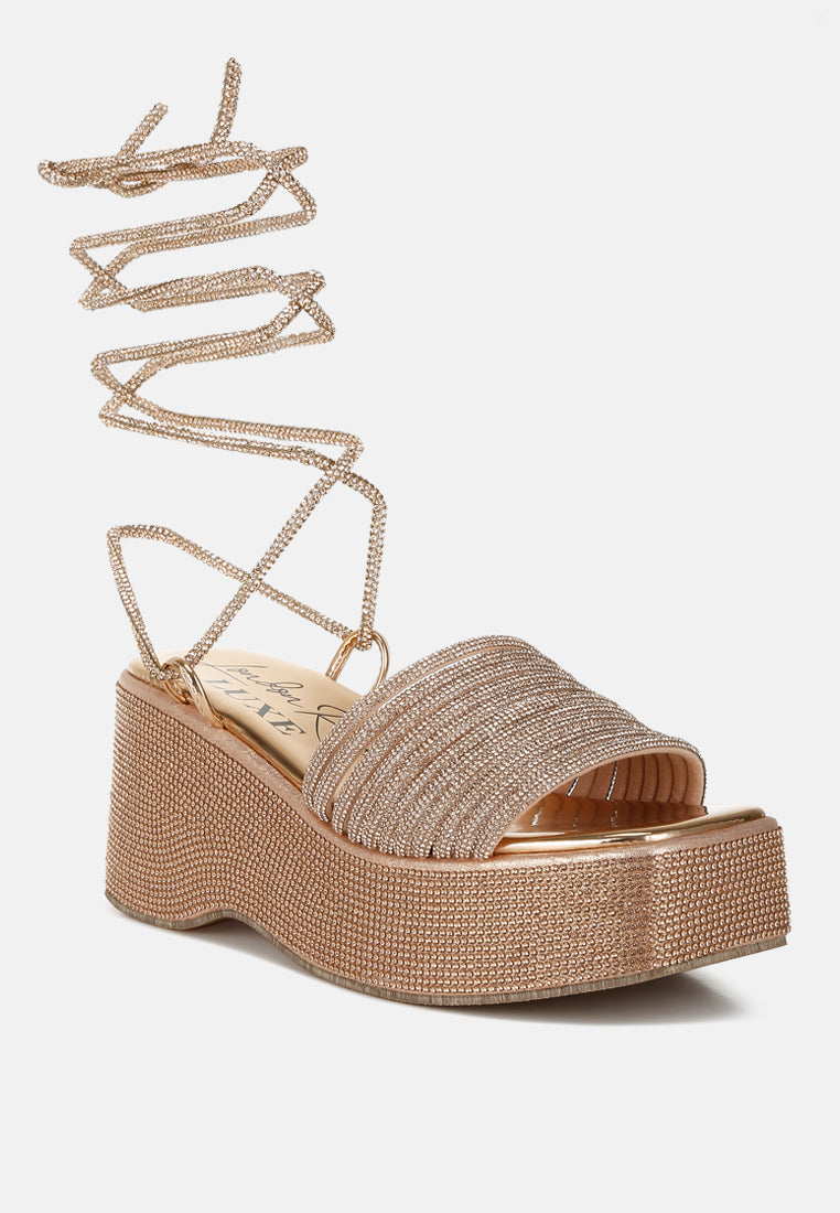 Swifties Rhinestone Embellished Lace-Up Sandals-3