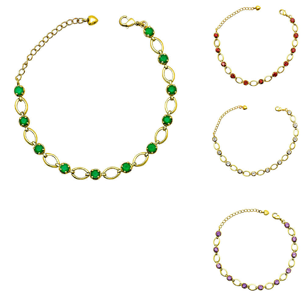 Colorful Gemstone 18K Gold Plated Bracelet – Designer Jewelry USA TGB1001 BM-1049-1