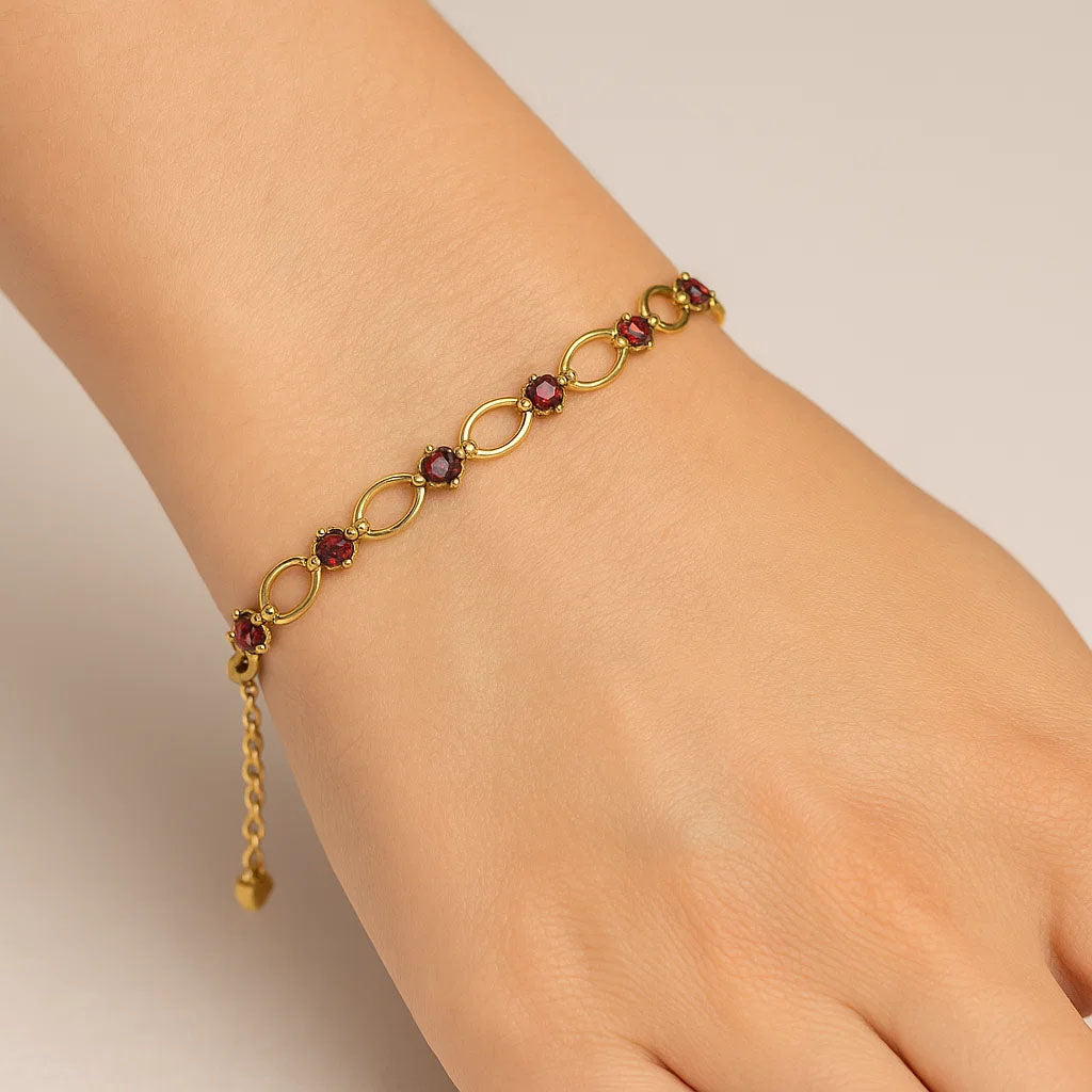 Colorful Gemstone 18K Gold Plated Bracelet – Designer Jewelry USA TGB1001 BM-1049-0