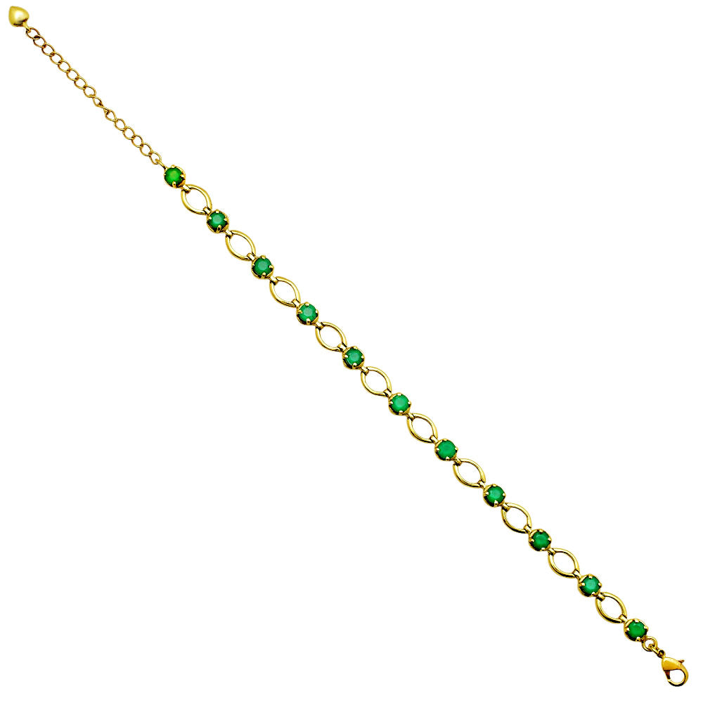 Colorful Gemstone 18K Gold Plated Bracelet – Designer Jewelry USA TGB1001 BM-1049-3