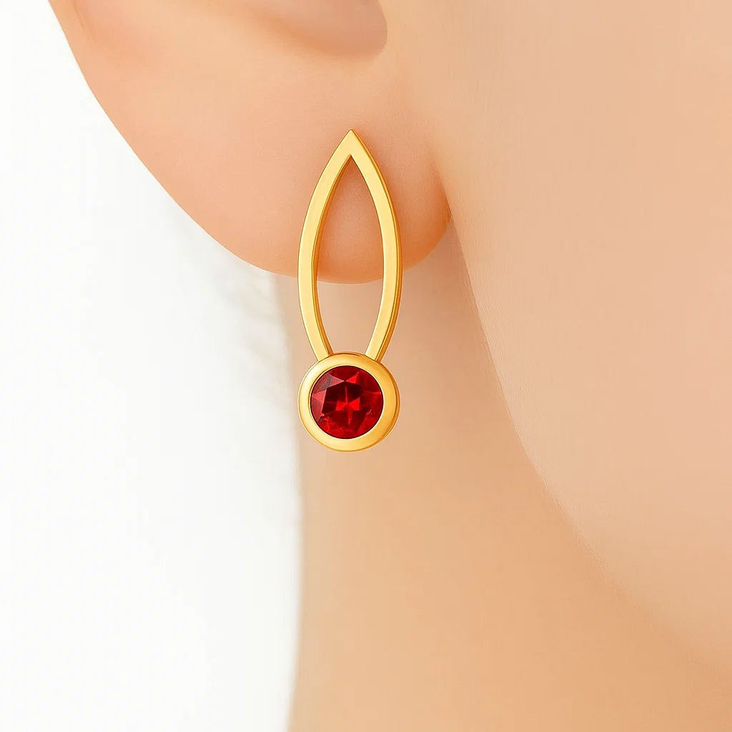 18K Gold Plated Long Gemstone Drop Earrings, Trendy Modern Look TGE1035 EM-1290-1