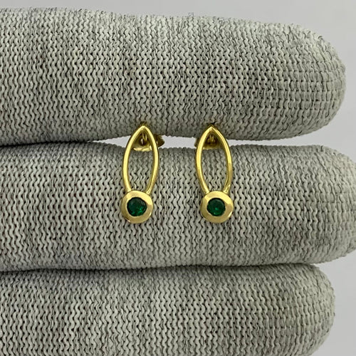 18K Gold Plated Long Gemstone Drop Earrings, Trendy Modern Look TGE1035 EM-1290-0