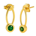 18K Gold Plated Long Gemstone Drop Earrings, Trendy Modern Look TGE1035 EM-1290-4