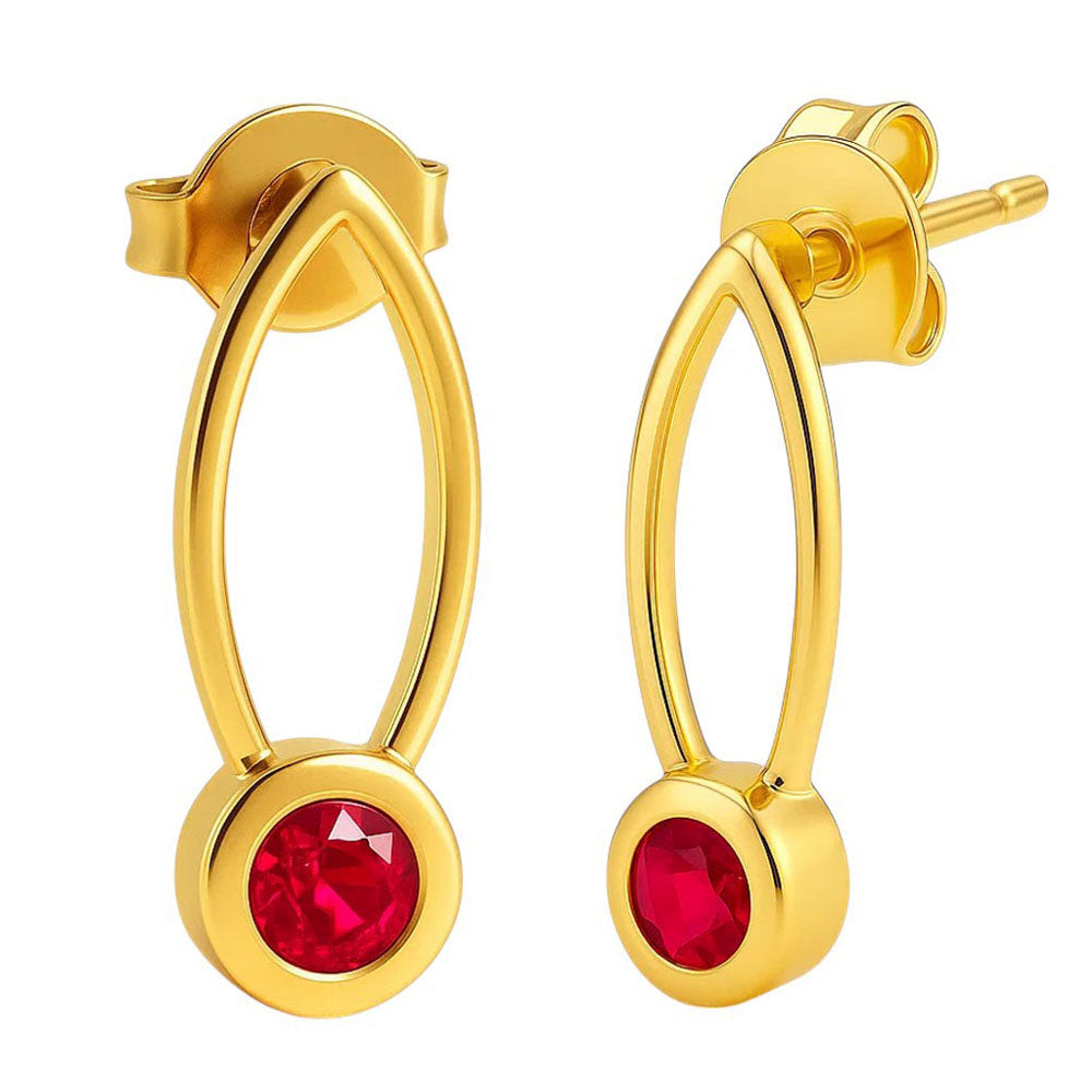 18K Gold Plated Long Gemstone Drop Earrings, Trendy Modern Look TGE1035 EM-1290-5