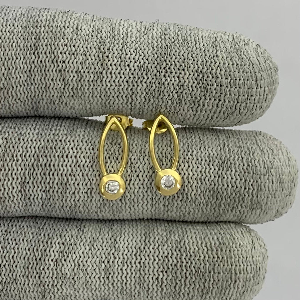 18K Gold Plated Long Gemstone Drop Earrings, Trendy Modern Look TGE1035 EM-1290-2